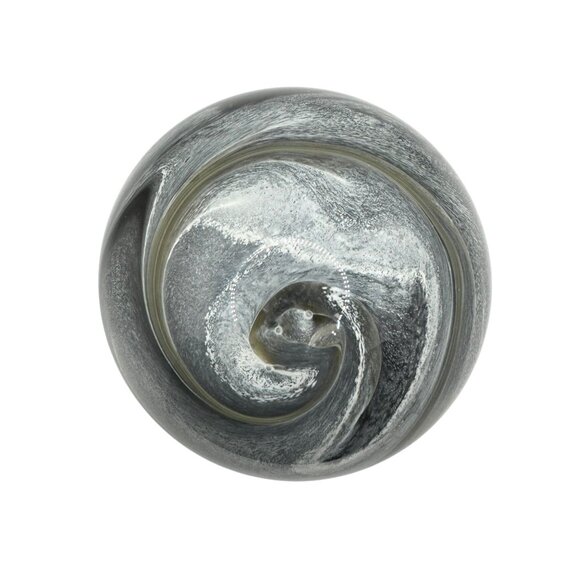 Hand-Blown Gray & Black Swirl Glass Paperweight Decorative Sphere - Picture 8 of 8